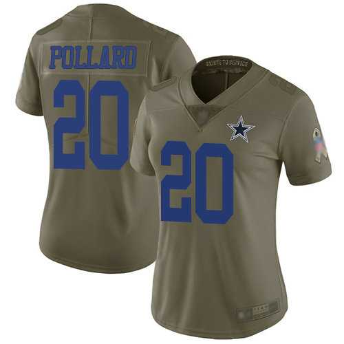 Womens Dallas Cowboys #20 Tony Pollard Olive Limited 2017 Salute to Service Jersey Dyin->women nfl jersey->Women Jersey